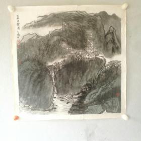 保真字画【詹志峰】（中国美协会员）国画《山庄自乐图》画心尺寸 68*68cm