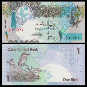 【】全新UNC卡塔尔1里亚尔纸币外国钱币2008年P-28