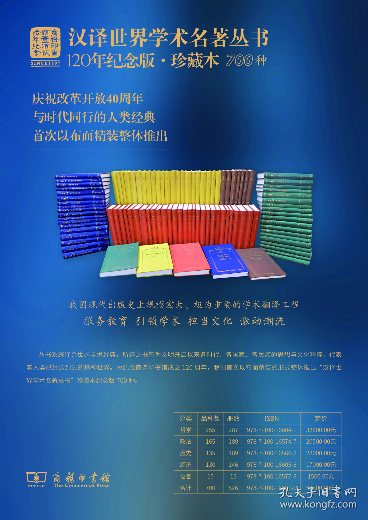 汉译世界学术名著丛书 120年纪念版 珍藏本（布面精装 全700种826册）