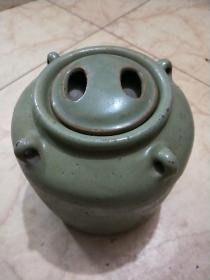 绿釉四耳汤陶罐（有款·五斤）