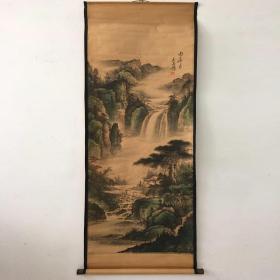 仿古字画中堂画竖版卷轴挂画国画山水画装饰画 吴昌硕山水已装裱