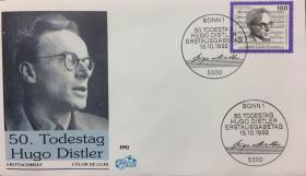 德国圣诗代表作家之一Hugo Distler
(1908-1942)逝世五十周年首日封