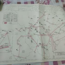 民国老地图   第四区长途电话机线图陕西 西康 贵州等  尺寸53/38  民国三十五年