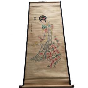 仿古画国画唐寅人物画 客厅装饰画中堂画已装裱 四大美女貂蝉挂画