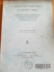 Authors and their public in ancient times : a sketch of literary conditions and of the relations with the public of literary producers,