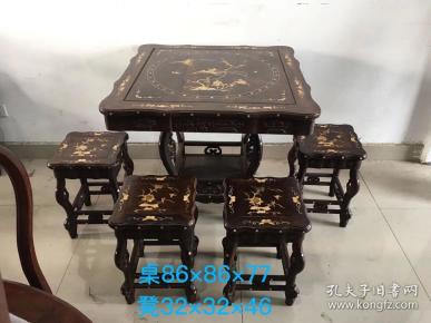 檀木 镶嵌 彩贝 茶桌 五件套 尺寸如图 运费自理