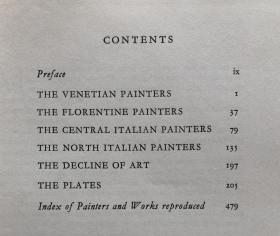 意大利文艺复兴时期的画家  The Italian Painters of Renaissance  艺术史里程碑巨著系列  插图400幅  布面精装   超大开本     1959年特别版  艺术研究和珍藏之佳品    1954年老版书