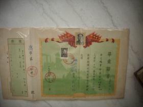 1956年【南京市第二女子中學(xué)】畢業(yè)證書！校長；劉明水！毛像五星紅旗