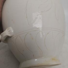 宋定瓷刻花盘口瓶 古玩古董老瓷器艺术收藏