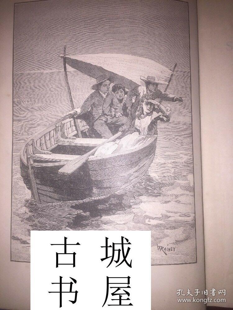 古籍《鲁宾逊瑞士家庭 》精美版画插图，约1898年出版，精装