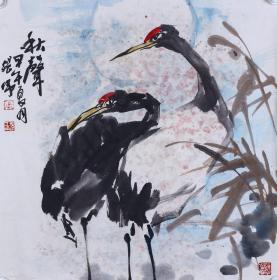 著名画家、湖南省株洲市美协副主席 张伟 水墨画作品《秋声》一幅 （纸本托片，约4平尺） HXTX100524