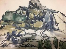 水彩画 景 中国 20x30cm 1987 日本发货