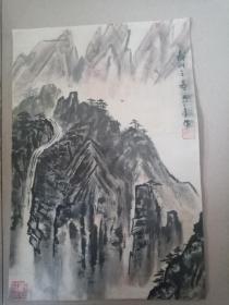 民国著名画家 朱昂水墨山水画小品一幅24*34cm ---  （保真）