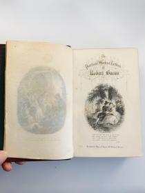 英文原版 The Poetical Works and Letters of Robert Burns 诗集 书信集 皮面精装 钢版画插图 1880年左右出版
