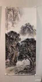 潘天寿弟子，指画名家（被日本称作中国指画第一人）吴野夫大幅指画作品《游嵩图》（137*63厘米）