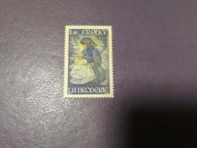 外国邮票  法国邮票1980年 手工艺刺绣1全（无邮戳新票)