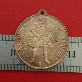 A873大不列颠卡君主亨利八世1491-1547铜牌铜章挂件吊坠珍藏收藏
