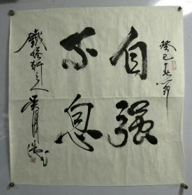 【文星阁珍藏】山东画家吴泽浩四尺斗方横披书法自强不息。