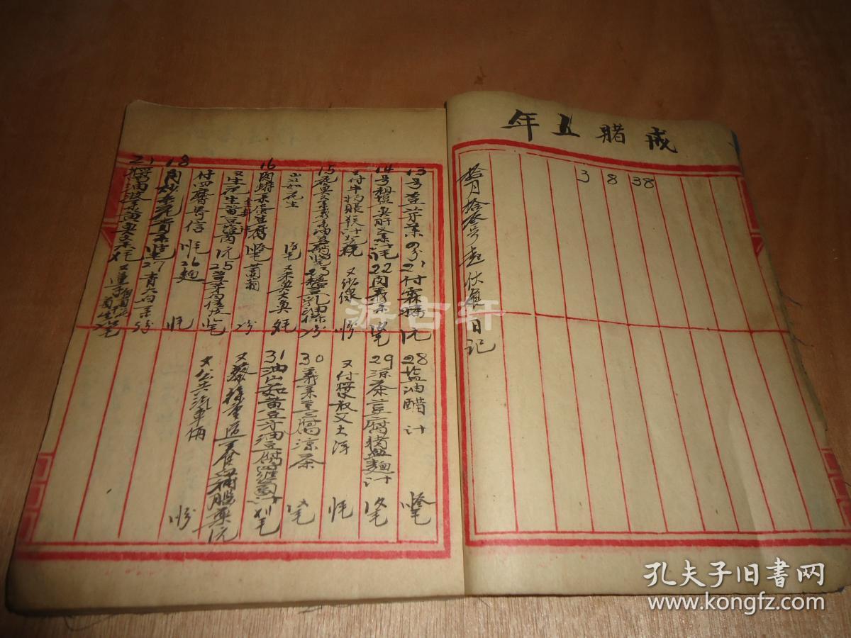 抗战时期*《广东某家庭开支账册伙食日记》*一册