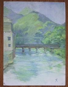 手绘布面油画：姚媛（风景 40x30 布面画板）