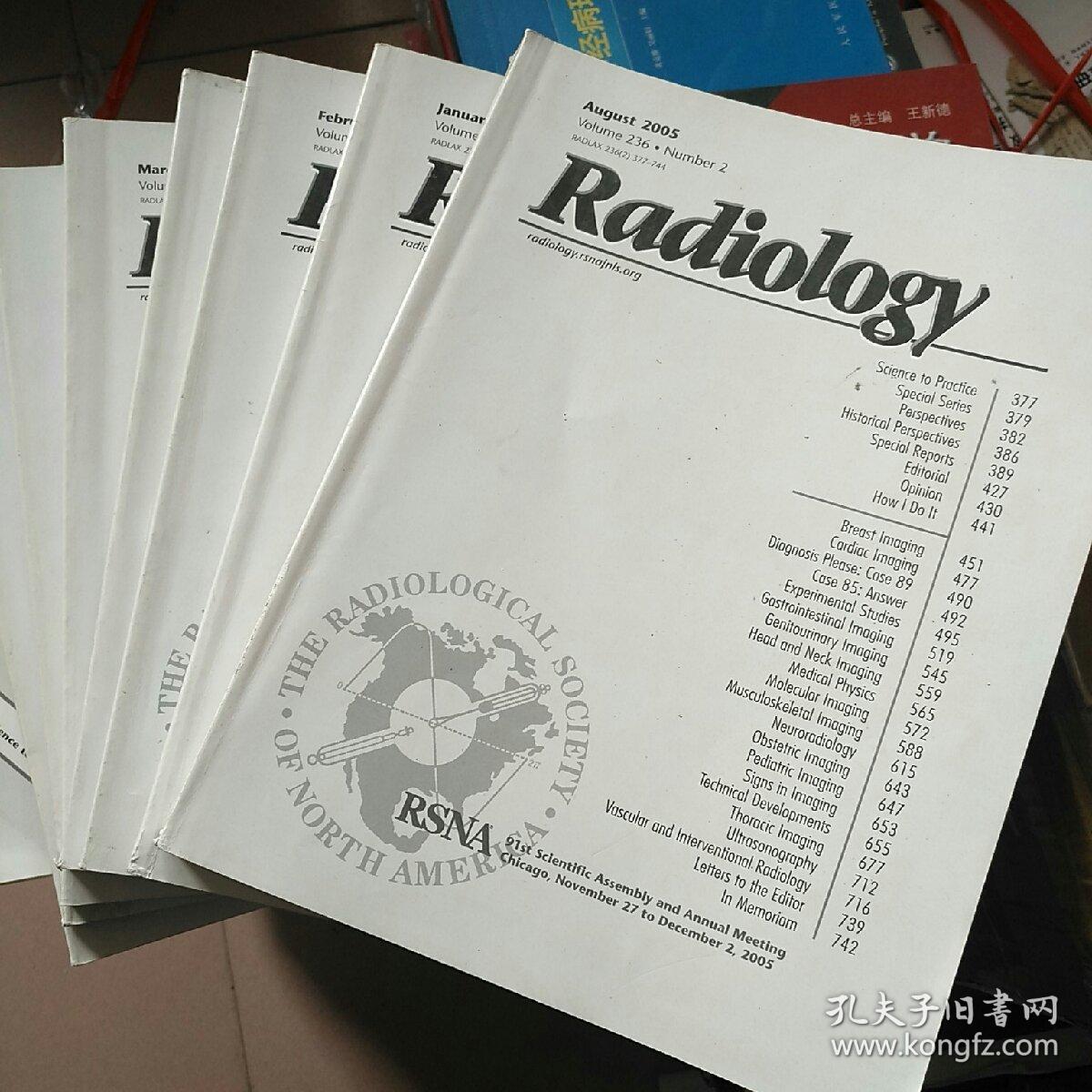 【英文版 详情见图】Radiology2005.January February March Mach August September  December November(7本合售）