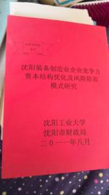 沈阳装备制造业企业竞争力资本结构优化及风险防范模式研究（沈阳市科技规划项目）
