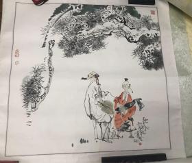 吕世荣 人物画“听松”一幅