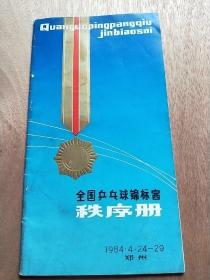 1984年，全国乒乓球锦标赛秩序册