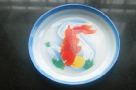 肥美的红鲤鱼搪瓷盘