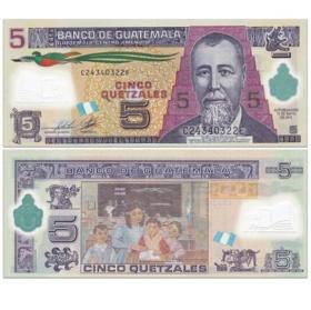 南美洲 危地马拉5格查尔 塑料钞 外国钱币 退出流通纸币 2013年版 单张