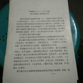 湖南省1989--1990年度考古发掘工作情况汇报  油印