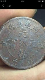 湖南省光绪元宝当十铜元，传世极美品，包老包真。