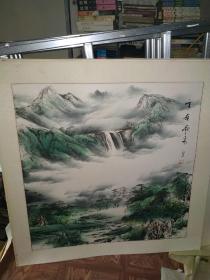 雪岭飞泉 国画作品 江夕之印