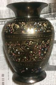 西洋铜器现代工艺 欧洲铜瓶手工雕花 尺寸品相以图为准