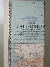 National Geographic国家地理杂志地图系列之1954年6月 California 加利福尼亚地图