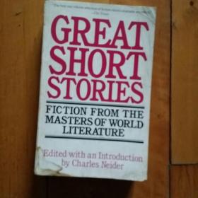 英语原版  Great  short  stories     Fiction from  the  masters  of  world  literatuer  世界文学大师的短篇小说    558面，巴尔扎克，妥斯托耶夫斯基等二十九位大师。  品如图，有渍痕。