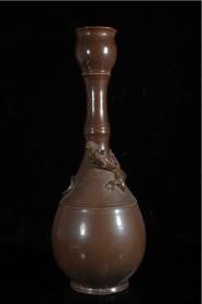 定瓷酱釉盘龙瓶  41x16cm
