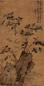 明 陈淳 山茶花图 59x113cm 绢本 国画宣纸绢布艺术微喷画芯 名画复制 原作版画