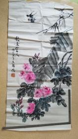 秋景宜人（98cm×49cm）手绘作品