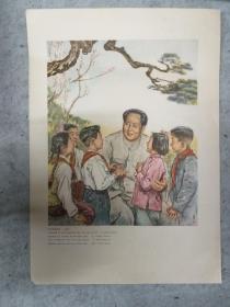 现代中国画 (散页彩印15张 1957年 人民美术出版社 有齐白石 石鲁 黄冑……)