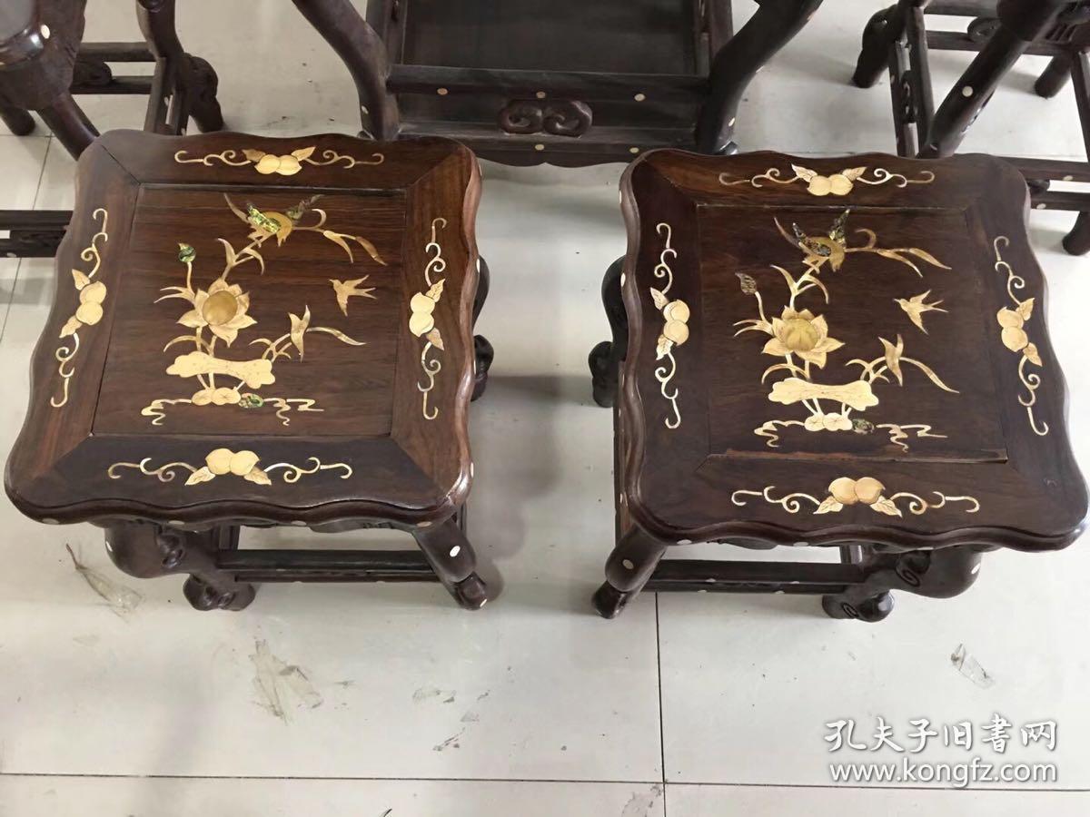 檀木 镶嵌 彩贝 茶桌 五件套 尺寸如图 运费自理