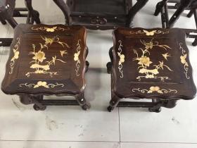 檀木 镶嵌 彩贝 茶桌 五件套 尺寸如图 运费自理