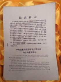 中央首长接见湖南学习班全体同志的重要指示