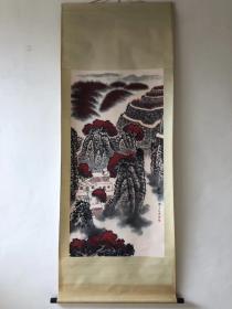 现代著名国画大师【钱松嵒】四尺中堂国画《万山红遍》工笔纯手绘 原裱立轴精品 有铭文款识 朱红印章 品如图