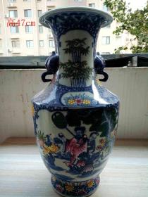 乡下收的清代五彩人物瓷瓶，