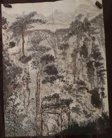 画家丁力老师手绘山水没落章款（画片3.）尺寸67公分×53公分