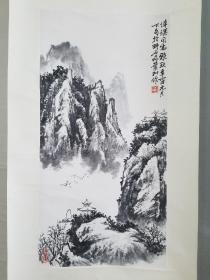 安徽著名画家 黄叶村 山水小中堂 尺寸68×34厘米 保真