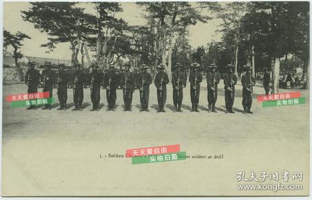 清末民国时期明信片----为八国联军英国军团效力的山东威海卫华勇团军事训练老明信片
