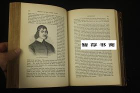 羊皮面精装大开 厚册《美国历史》1877年纽约出版， 大量地图与版画插图，精装【A POPULAR HISTORY OF THE UNITED STATES OF AMERICA】  雕刻版画插图