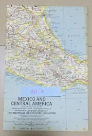 现货特价地图 national geographic美国国家地理地图1961年10月Mexico and Central America墨西哥和中美洲